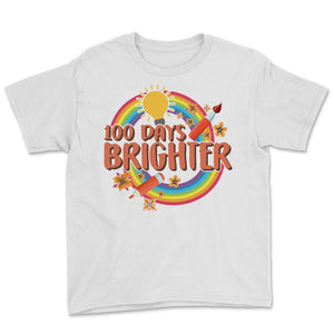 100 Days Brighter, Funny 100 Days Light Bulb Tee, Teacher And Student
