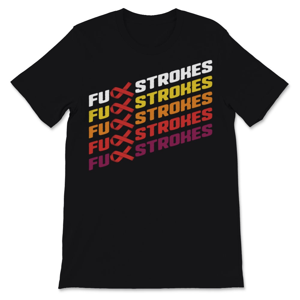 Fuck Strokes Vintage Sunset Awareness Red Ribbon Support Strong