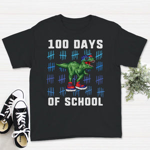 100 Days Of School Shirt, 100 Days Of School Dinosaur T-Rex Tee,