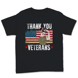 Thank You Veterans Day Celebration Vintage American Flag Strong Woman