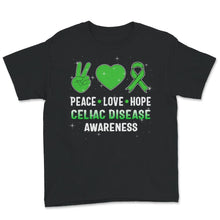 Load image into Gallery viewer, Celiac Disease Awareness Shirt, Peace Love Hope, Celiac Disease
