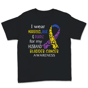 Bladder Cancer Awareness I Wear Marigold Blue And Purple Ribbon For