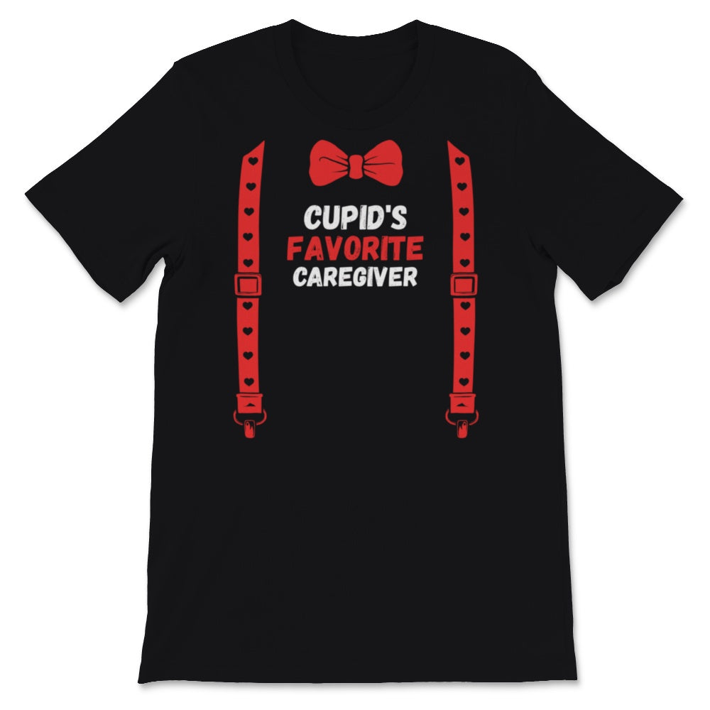 Valentines Day Shirt Cupid's Favorite Caregiver Funny Red Bow Tie