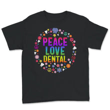 Load image into Gallery viewer, RDH, Peace Love Dental Shirt, Dental T Shirt, Dental Hygienist Gift,
