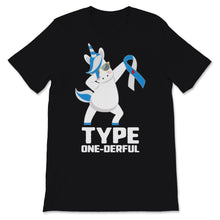Load image into Gallery viewer, Type One Derful Dabbing Unicorn Diabetes T1 Awareness White Blue
