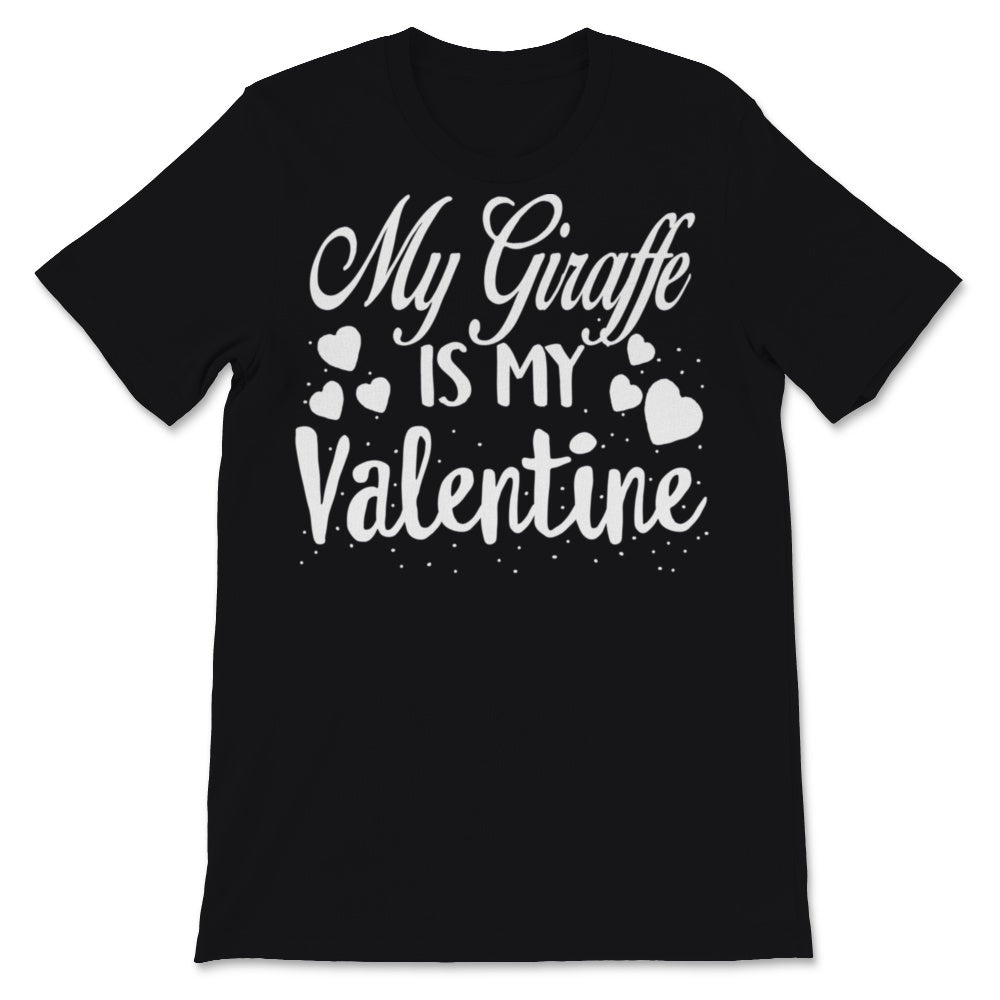 Valentines Day Kids Red Shirt My Giraffe Is My Valentine Funny