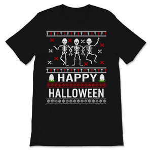 Funny Ugly Sweater Happy Halloween Costume Dancing Skeletons Witch