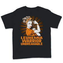 Load image into Gallery viewer, Leukemia Awareness Warrior Unbreakable Strong Woman Orange Ribbon
