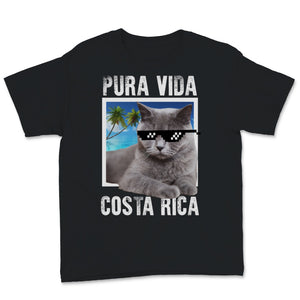 Pura Vida Costa Rica Shirt, Cute Cat Wearing Sunglasses Kitten Lover