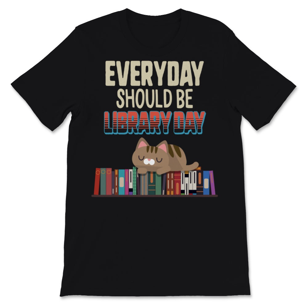 Everyday Should Be Library Day Cute Cat Kitten Reading Books Book