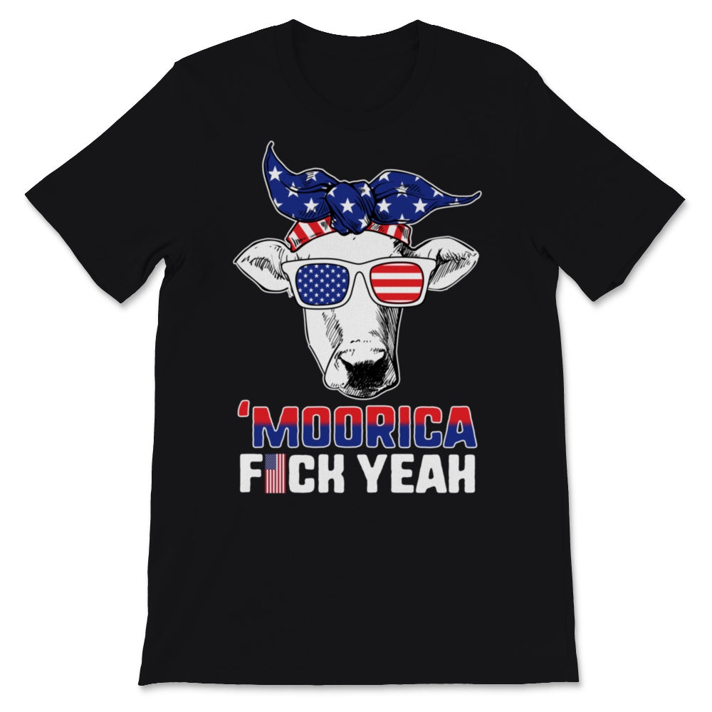 Moorica Fuck Yeah Funny American Cow Sunglasses Moo USA Flag