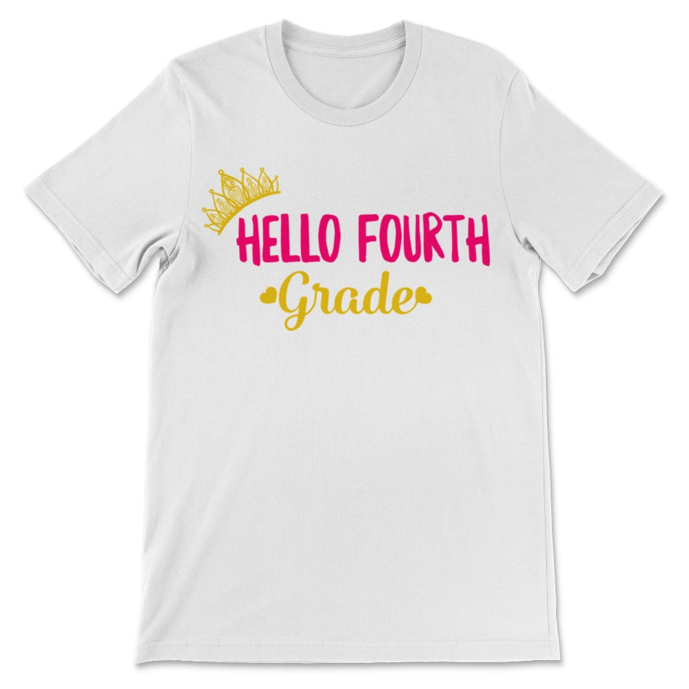 Hello Fourth Grade Student Teacher Back To School Gold Crown Pink
