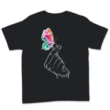 Load image into Gallery viewer, Finger Heart T shirt, Korean Heart, Kpop Fan, Butterfly Kdrama Lover,
