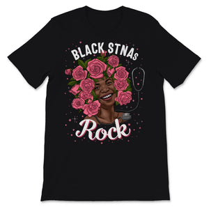 Black STNA Nurses Rock Black History Month Women Pink Flowers African
