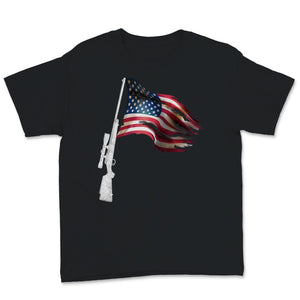 Hunting Rifle Gun USA American Flag Burned Gift For Deer Hunting Hunt
