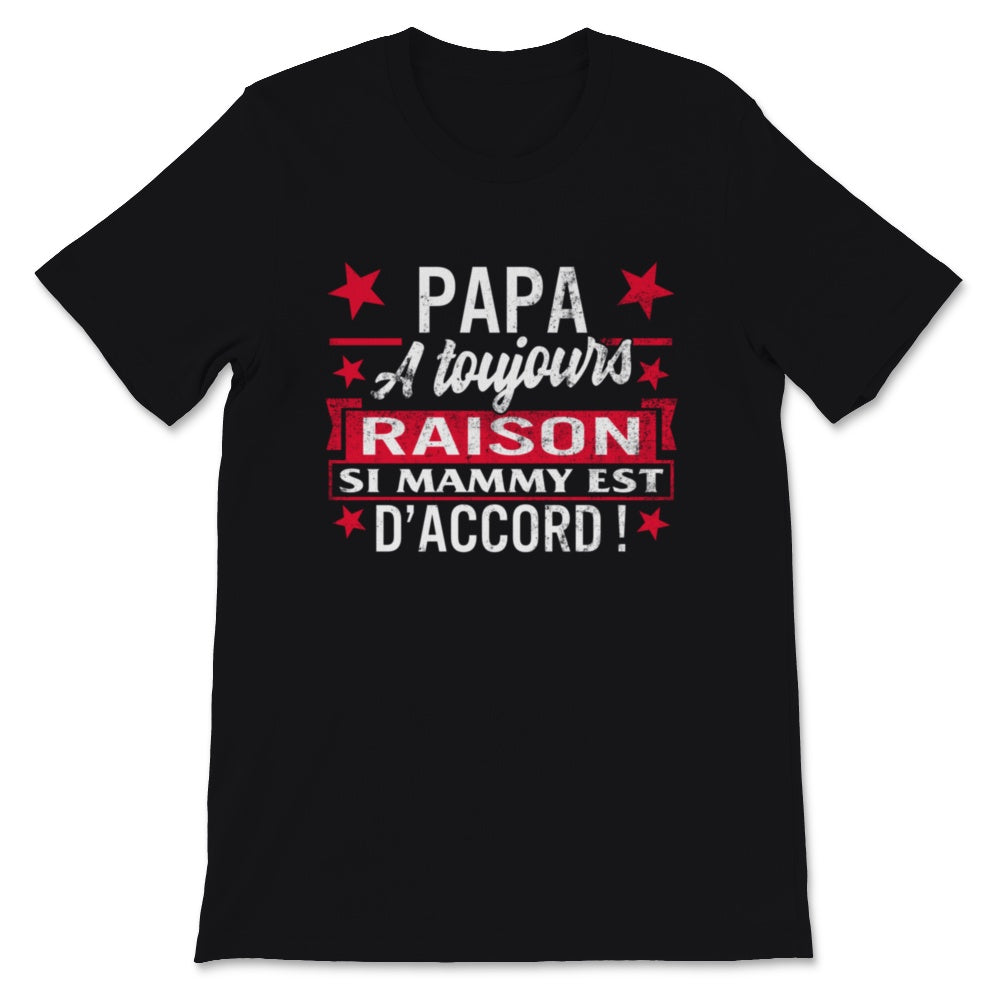 Tee shirt Papa Grands-Pères A Toujours Raison Cadeau Fête Des Pères