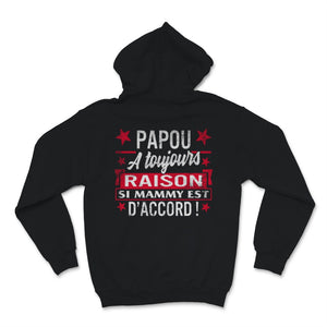Tee shirt Papou Grands-Pères A Toujours Raison Cadeau Fête Des Pères