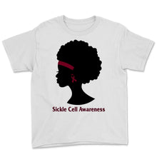 Load image into Gallery viewer, Sickle Cell Awareness Burgundy Ribbon Black Woman Warrior Watercolor
