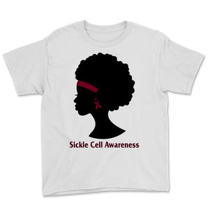 Sickle Cell Awareness Burgundy Ribbon Black Woman Warrior Watercolor