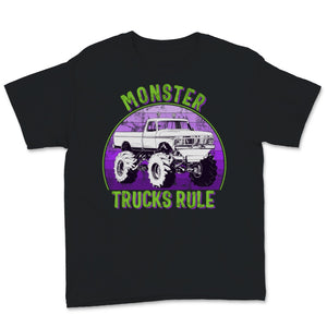 Monster Truck Rule Vintage Sunset Birthday Kids Boy Big Truck Lover