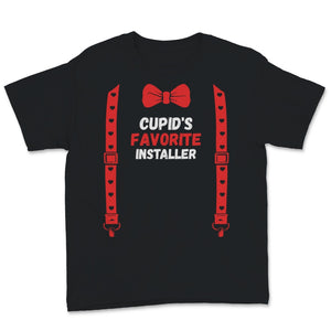 Valentines Day Shirt Cupid's Favorite Installer Funny Red Bow Tie