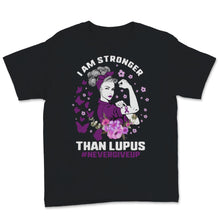 Load image into Gallery viewer, I Am Stronger Than Lupus Awareness Purple Ribbon Strong Woman Gift
