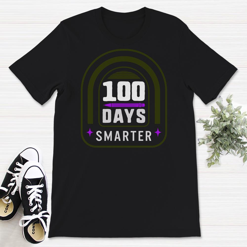 100 Days Smarter, Funny 100 Days School Tee, Teacher And Student