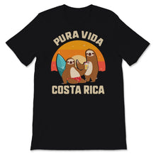 Load image into Gallery viewer, Pura Vida Costa Rica Shirt, Sloth Tshirt, Sleepy Lazy Animal Surfing
