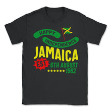 Load image into Gallery viewer, Jamaica Shirt, Happy Independence Jamaica Flag Design Tee, - Unisex T-Shirt - Black
