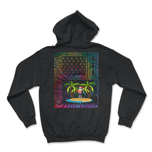 Christmas In July Shirt, Mele Kalikimaka Hawaii Santa Palm Tree - Hoodie - Black