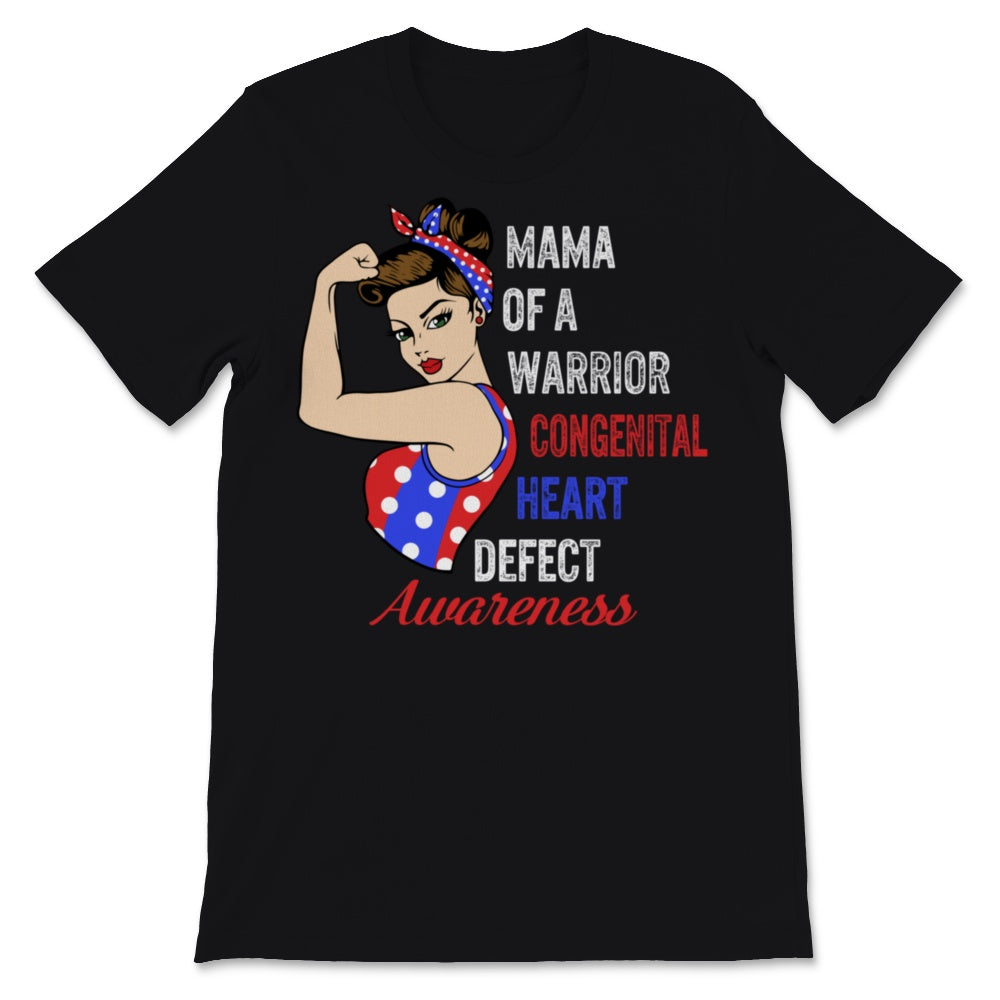 CHD Awareness Shirt Mama of Warrior Congenital Heart Defect Red Blue