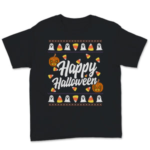 Funny Ugly Sweater Happy Halloween Costume Candycorn Pumpkin Ghost