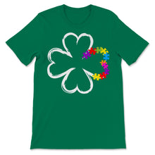 Load image into Gallery viewer, St Patrick&#39;s Day Autism Puzzle Awareness Shamrock Shape Wearing
