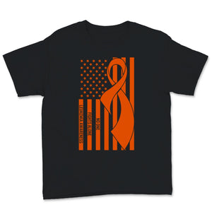 Leukemia Awareness Orange Ribbon US Flag No One Fights Alone Cancer
