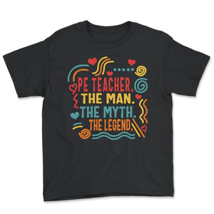 Physical Education Teacher Noun Shirt, P.E. Definition Tee, Gym - Youth Tee - Black