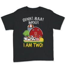Load image into Gallery viewer, 2nd Birthday Shirt, Oink Baa Moo, I Am Two, Farm Animals, Train
