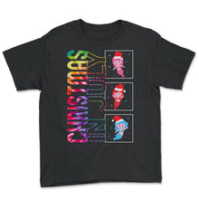 Load image into Gallery viewer, Christmas In July Shirt, Santa Mermaid Christmas Cute Tee Summer - Youth Tee - Black
