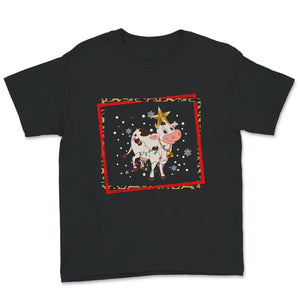 Happy Holidays Shirt, Cute Cow Christmas Tee, Santa Cow Reindeer