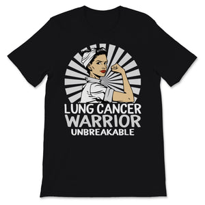 Lung Cancer Awareness Warrior Unbreakable White Ribbon Strong Woman