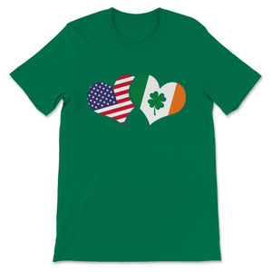 St Patrick's Day Irish American US FLAG Hearts Ireland USA Love