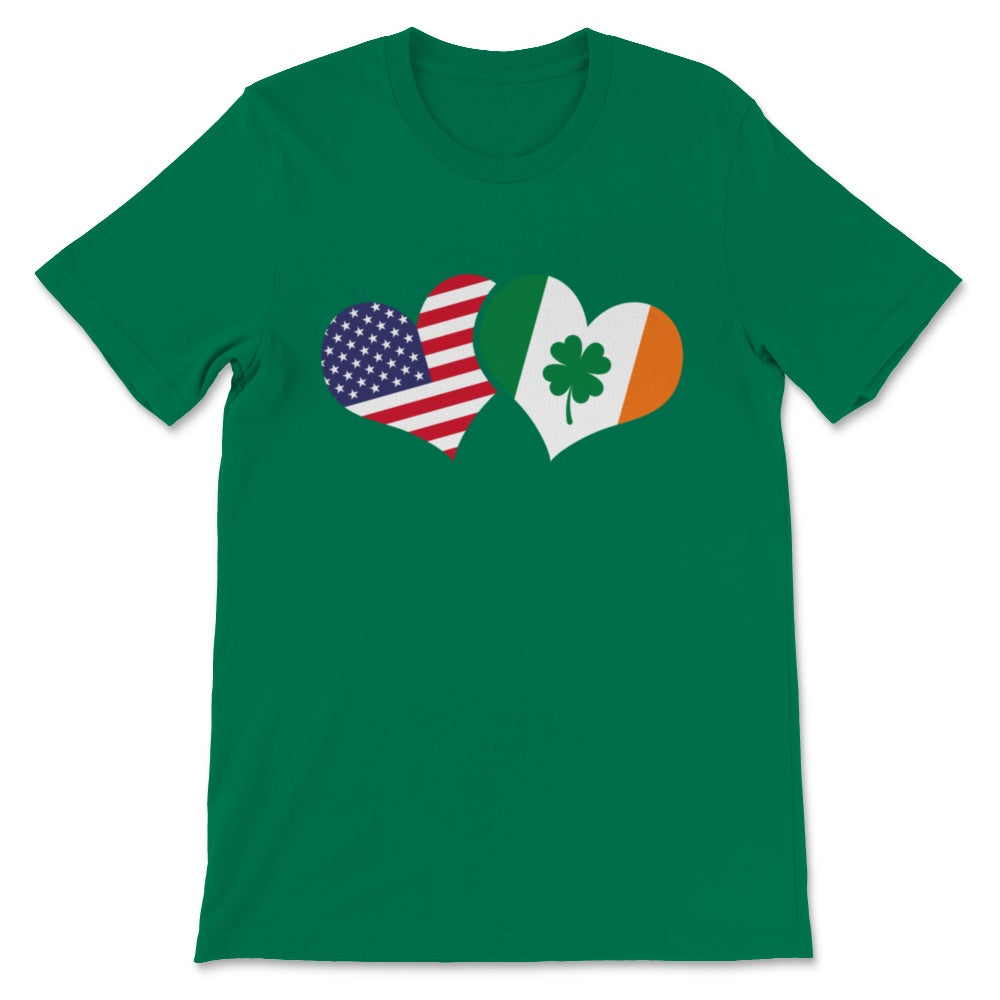 St Patrick's Day Irish American US FLAG Hearts Ireland USA Love