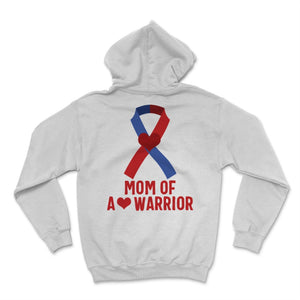 Mom of a Heart Warrior CHD Disease Awareness Red Blue Ribbon Love