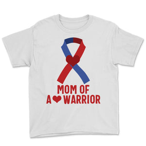 Mom of a Heart Warrior CHD Disease Awareness Red Blue Ribbon Love