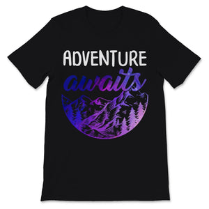Adventure Awaits Shirt Travel Tee Camping Hiking Mountains Wanderlust