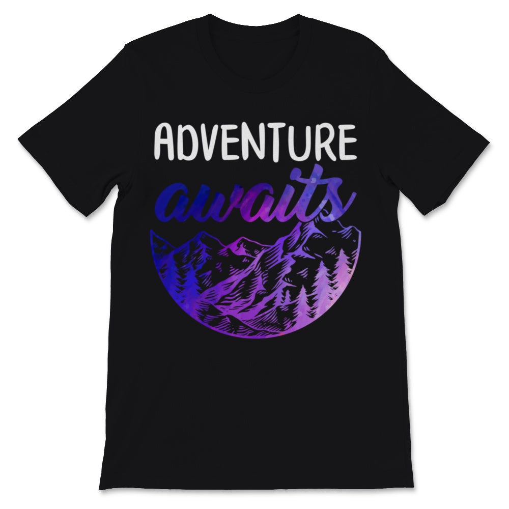 Adventure Awaits Shirt Travel Tee Camping Hiking Mountains Wanderlust
