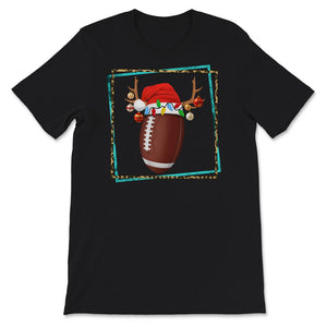 Christmas Tee Shirt, Christmas Football Santa Hat Gift, Football