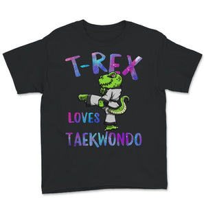 T-Rex Loves Taekwondo, T-Rex Dinosaur, Karate Boys Shirts, Martial