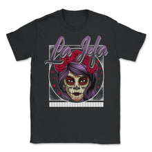 Load image into Gallery viewer, Dia De Los Muertos Shirt, La Jefa Sugar Skulls Red Floral Tee, - Unisex T-Shirt - Black
