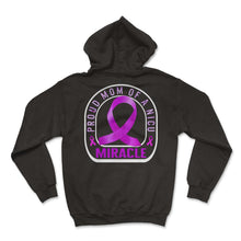 Load image into Gallery viewer, Preemie Mom Shirt, Proud Mom Of A NICU Miracle Purple Ribbon Tee, - Hoodie - Black
