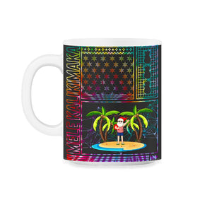 Christmas In July Shirt, Mele Kalikimaka Hawaii Santa Palm Tree - 11oz Mug - Black on White